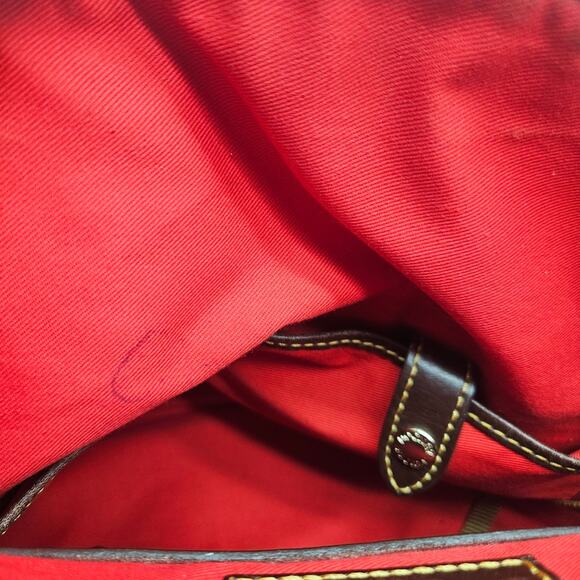 Dooney & Bourke | Chevron Leather Satchel Bag | Brown And Tan Geometric - Picture 10 of 12